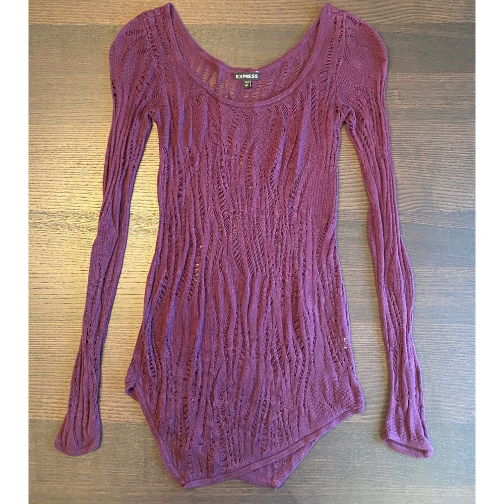 Express Purple Lightweight Textured Pattern Sweater - XS